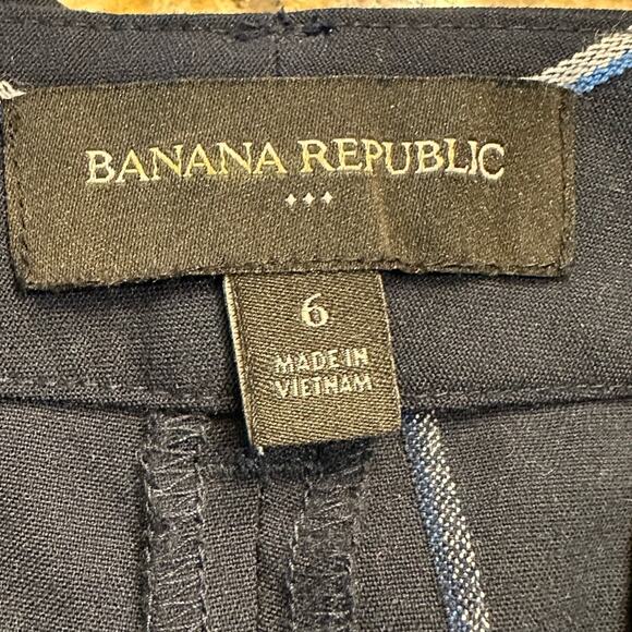 Banana Republic Navy Blue Multicolored Striped Belted Shorts Womens Size 6 - Picture 3 of 6